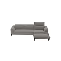 Modern Light Gray Sectional Sofa With Upholstered Fabric Black Legs And Ottoman