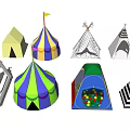 Assorted Colorful Tents With Different Designs And Patterns For Outdoor Use