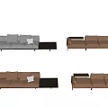 Modern Sectional Sofas In Brown Gray And Orange With Stylish Side Tables 3d model