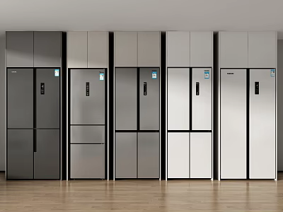 Row Of Various Colors And Different Styles Refrigerators On 3d model