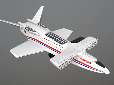 American Space Shuttle Model Featuring White Body Red Blue Stripes Windows Wings And Engine Details 3d model