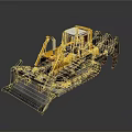 Yellow Tracked Utility Vehicle Bulldozer With Heavy Duty Blade And Operator Cabin
