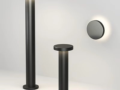 Modern Minimalist Black Floor Lamps With Different Heights And Circular Design 3d model