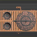 Carved Wooden Tea Box With Traditional Floral Teapot Teacup Patterns And Intricate Designs