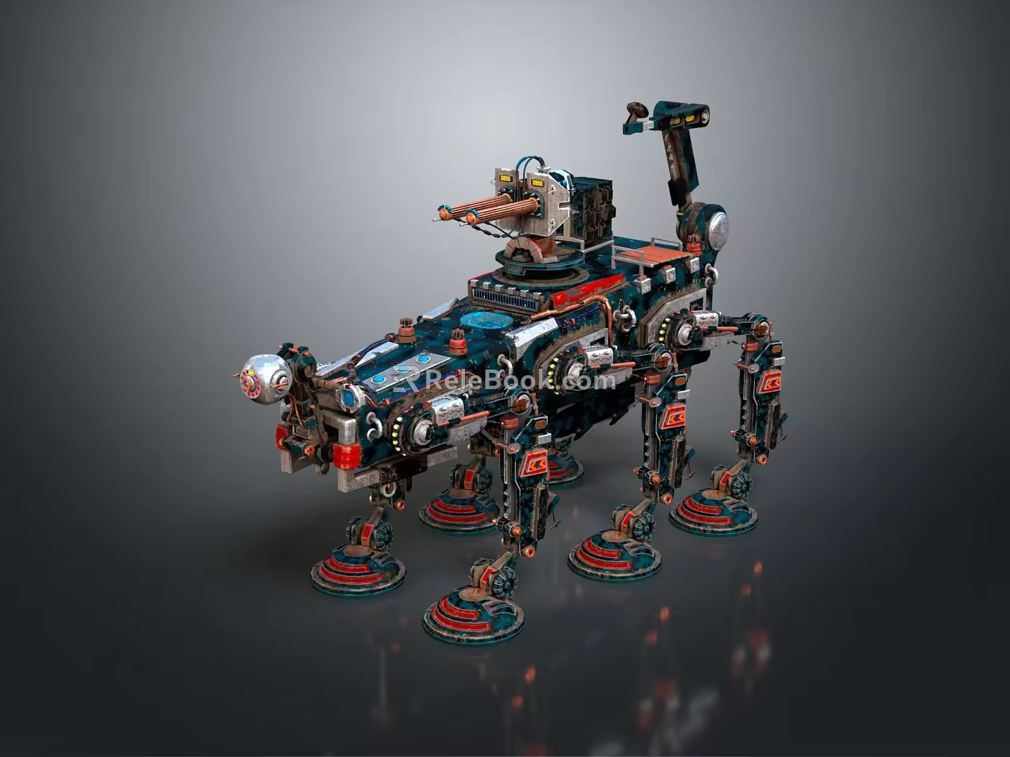 Modern robot dog mecha warrior mecha soldier machine armor 3d model