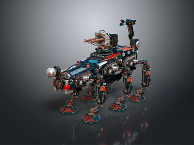 Smart Machine With Multi Legged Mechanical Structure And Metal Components Sensors 3d model