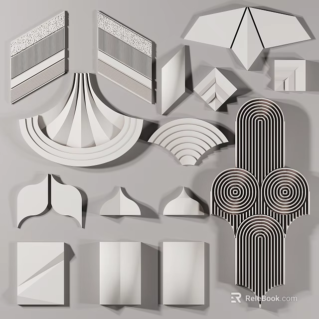 Modern Geometric Room Divider Designs With Curved Striped and Symmetrical Patterns 3d model 