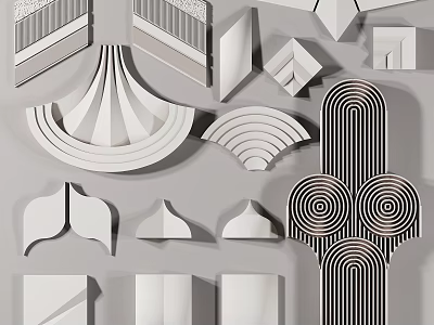 Modern Geometric Room Divider Designs With Curved Striped and Symmetrical Patterns 3d model