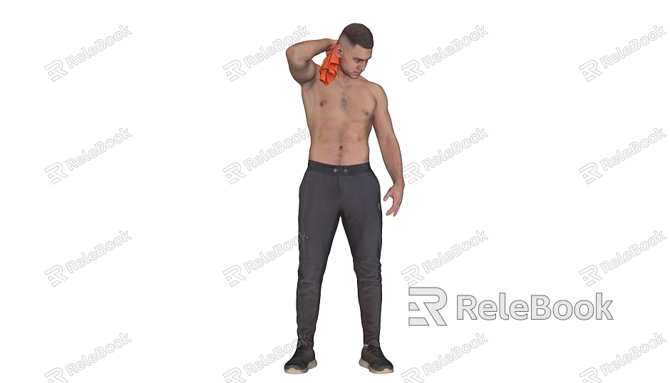 Fitness man muscle men wipe sweat model