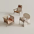 Stylish Modern Leisure Chairs With Wicker Details Metal Frame And Soft Cushions