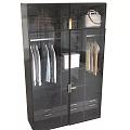 Modern Wardrobe Interior With Glass Doors Hanging Clothes Bags And Drawers
