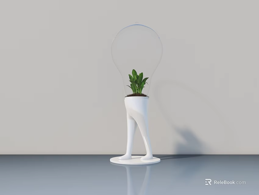 Modern Bonsai Plant With White Human Shaped Base And Transparent Spherical Cover 3d model 