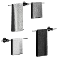 Contemporary Bathroom Towel Racks Featuring Hanging Gray Black Towels And Metal Bars