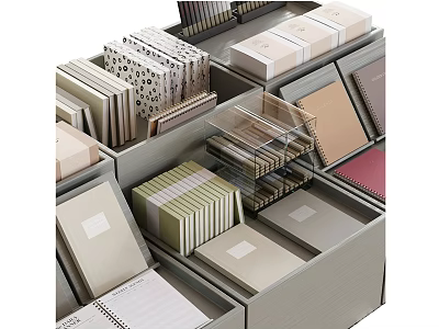 Organized Folders In Various Colors And Styles Neatly Arranged In Drawers 3d model