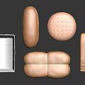 Assorted Bread Shapes in Woven Basket and White Container Including Sliced Loaves