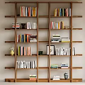 Sturdy Wooden Open Shelf With Multiple Tiers Displaying Books Decorative Pieces And Vases
