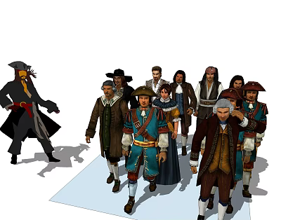 Modern game character classical character pirate 3d model