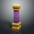 Layered Brick Column Structure With Yellow Top Base And Purple Middle Bricks 3d model