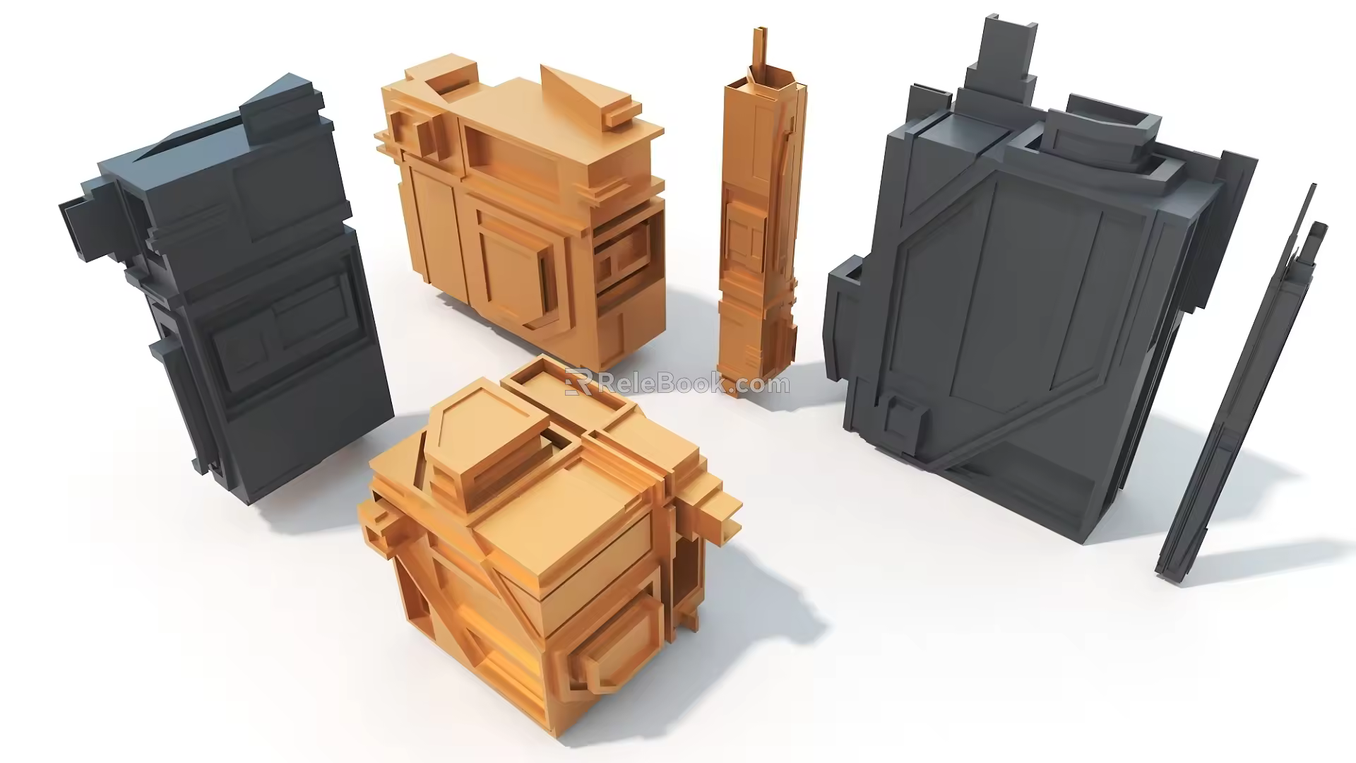 sci-fi hard surface building cuboid hard surface machinery hi-tech industrial parts 3d model