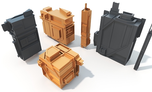 sci-fi hard surface building cuboid hard surface machinery hi-tech industrial parts 3d model