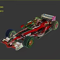 Red and Black Formula One Race Car with Aerodynamic Design and Sponsor Logos