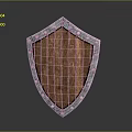 Medieval Shield With Wooden Surface Metal Rim And Decorative Rivets