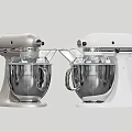 Modern Kitchen Stand Mixers Silver And White With Stainless Steel Mixing Bowls