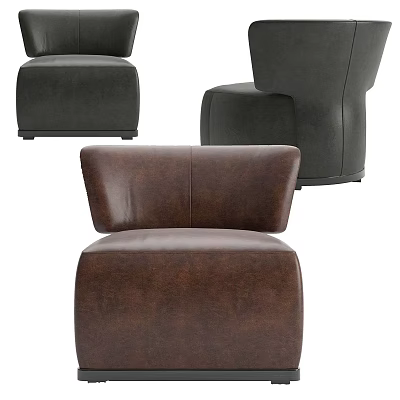 Modern Leather Accent Chairs in Brown and Dark Gray Featuring Rounded Comfortable Design 3d model