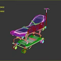 Medical Stretcher Bed With Blue Mattress IV Pole And Mobile Wheels