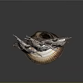 Decorative Shell Sailboat Model With Multiple Shell Sails And Metal Frame Base