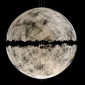 Spherical Chandelier with Moon Surface Texture Modern Artistic Design Against Black Background Elegant Lighting Fixture