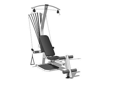 Fitness Strength Training Seated Machine With Cable System And Weight Plates 3d model