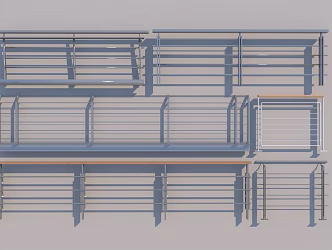 Modern wrought iron railing guardrail 3d model