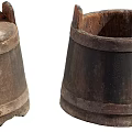 Vintage Wooden Buckets Decorative Ornament Set with Rustic Design and Distressed Finish