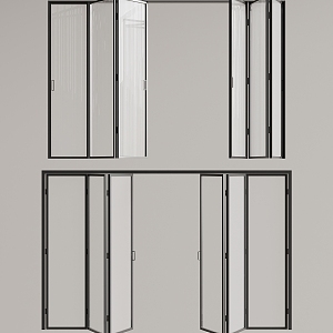 Modern metal frame folding door glass door 3d model