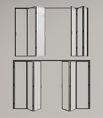 Modern metal frame folding door glass door 3d model