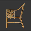 Handwoven Wicker Leisure Chair With Leaf Shaped Backrest For Outdoor Patio Garden