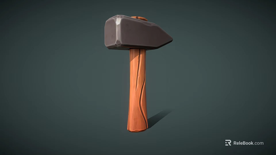 Sturdy Weapon Hammer With Solid Metal Head And Ergonomic Wooden Handle Design 3d model 