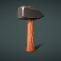 Sturdy Weapon Hammer With Solid Metal Head And Ergonomic Wooden Handle Design 3d model