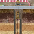 Industrial Construction Equipment For Piling Operation With Underground Foundation Structure And Safety Barriers