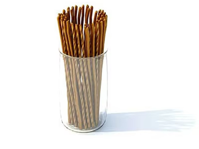 Crispy Twisted Breadsticks in Clear Glass Cup for Snacking 3d model