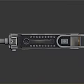 Futuristic Sci Fi Weapon Gun With Metallic Components Colorful Accents And Control Panel
