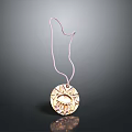 Golden Sun Pattern Pendant with Pink Cord as Daily Lifestyle Accessory