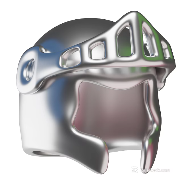 Silver Metallic Helmet Shaped Decorative Ornament Combination For Modern Home Decor 3d model 