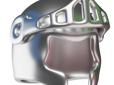 Silver Metallic Helmet Shaped Decorative Ornament Combination For Modern Home Decor 3d model
