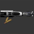 Sci Fi Futuristic Pistol Weapon With Metallic Finish And Ammunition Bullets