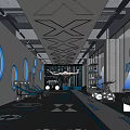 Modern Fitness Gym Interior With Professional Equipment And LED Lighting Design