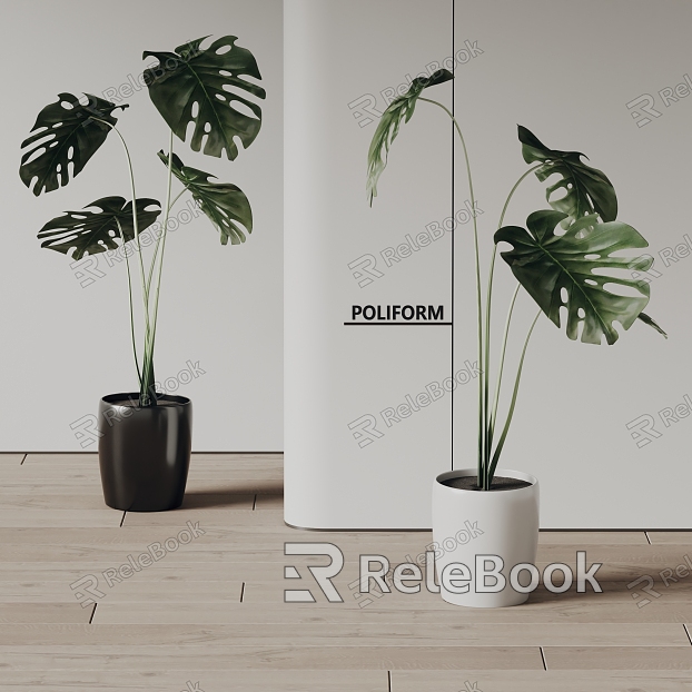 poliform modern potted plant green plant model