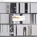 Study Bookcase Bookshelf Decorative Cabinet Wall Panel Sized Cabinet Locker Home Decoration Background Wall 3d model