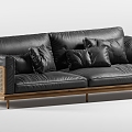 Italian Light Luxury Double Sofa Leather Sofa Combination Sofa with Armrests 3d model